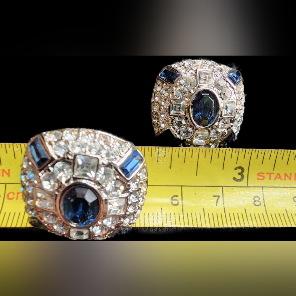 Nolan Miller Crystal CLIP ON Earrings 7/8"